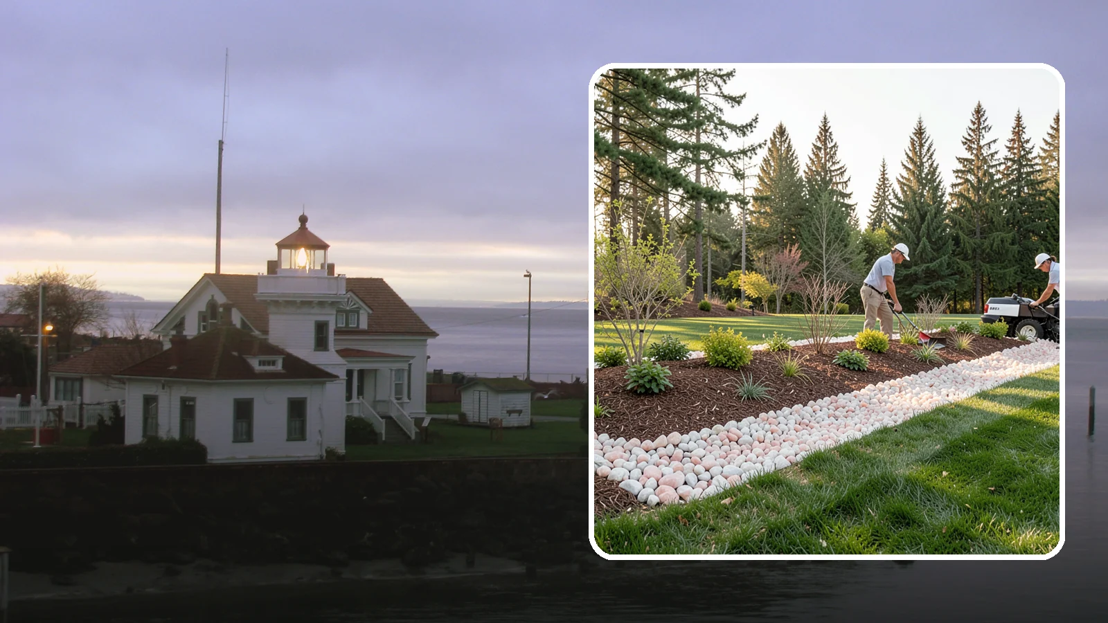 Quartz Rock Installation in Mukilteo, Snohomish County, WA - Bright, crystalline white-to-rose quartz that brings sparkle and upscale contrast to feature beds and borders.
