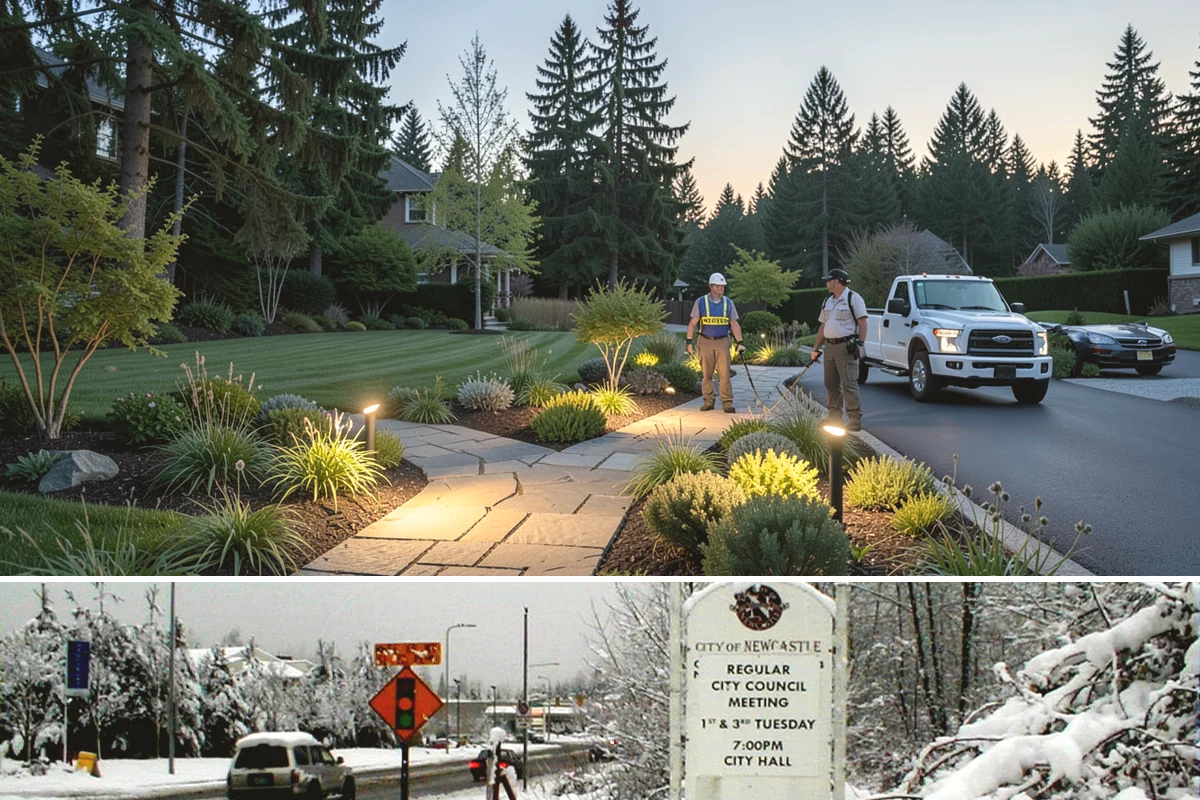 Quartz Rock Installation in Newcastle, King County, WA - Quartz can be installed year-round, but a dry day makes it easier to keep the bright stone free of mud during placement.