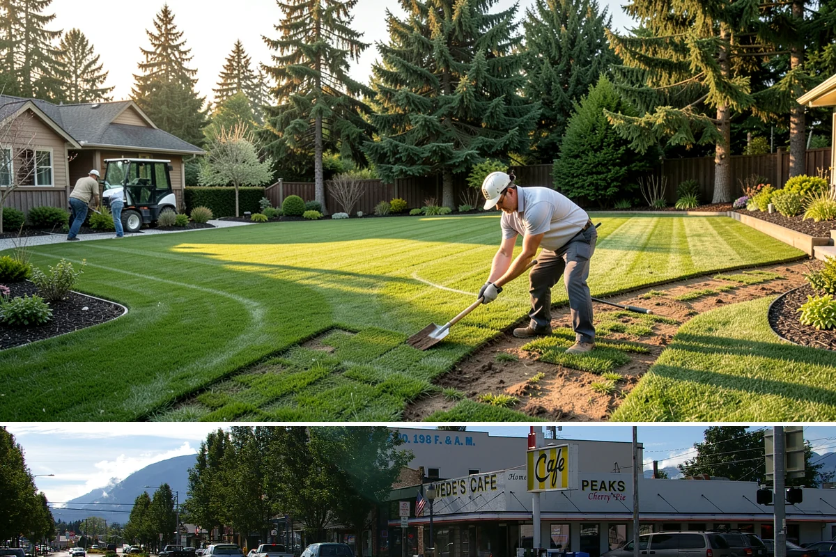 Quartz Rock Installation in North Bend, King County, WA - Quartz can be installed year-round, but a dry day makes it easier to keep the bright stone free of mud during placement.