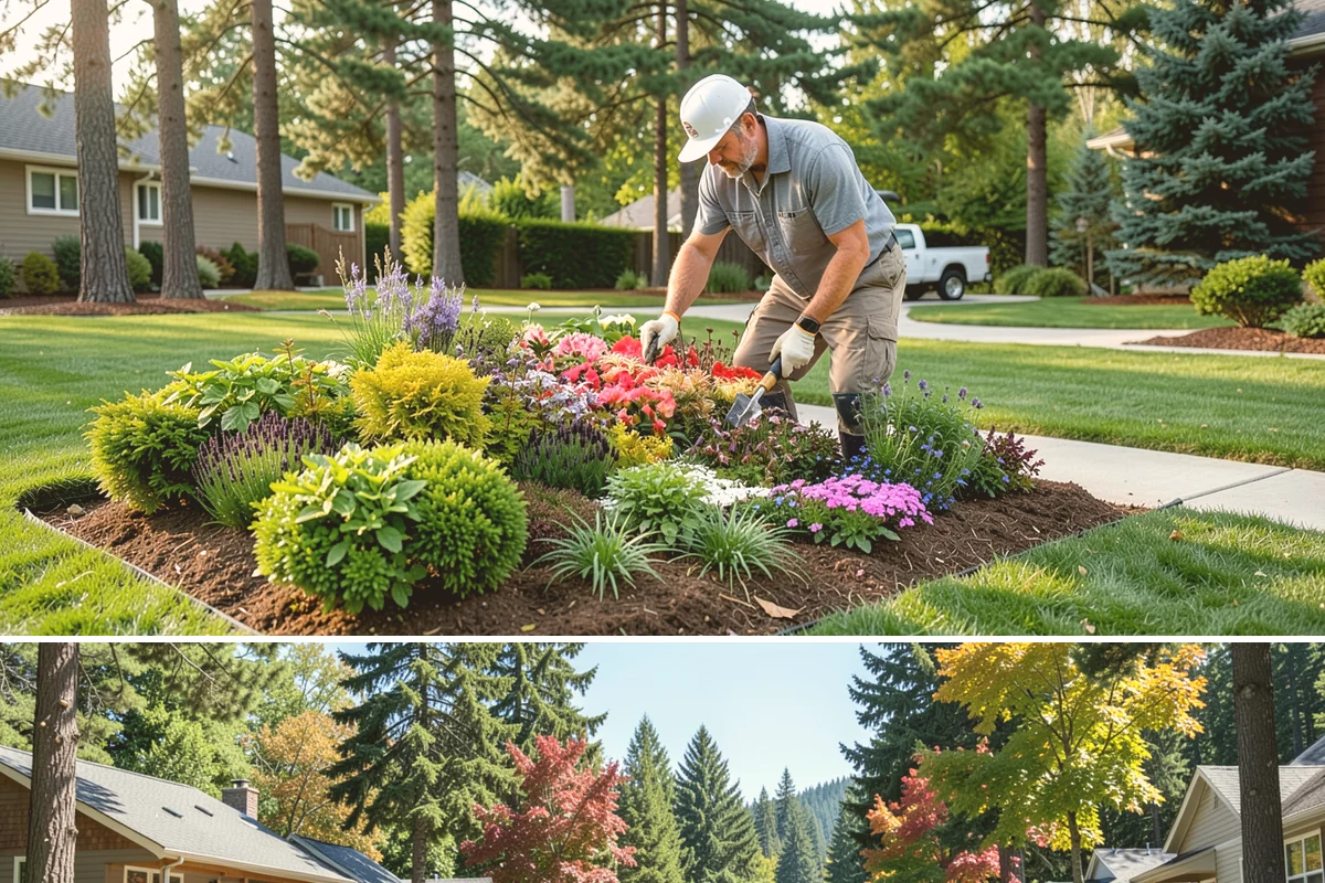 Quartz Rock Installation in Orting, Pierce County, WA - Quartz can be installed year-round, but a dry day makes it easier to keep the bright stone free of mud during placement.