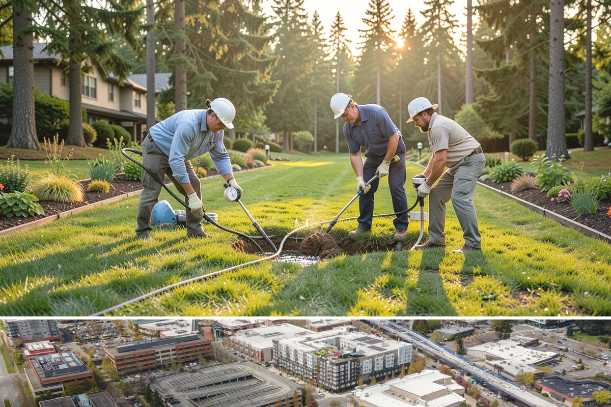 Quartz Rock Installation in Redmond, King County, WA - Quartz can be installed year-round, but a dry day makes it easier to keep the bright stone free of mud during placement.