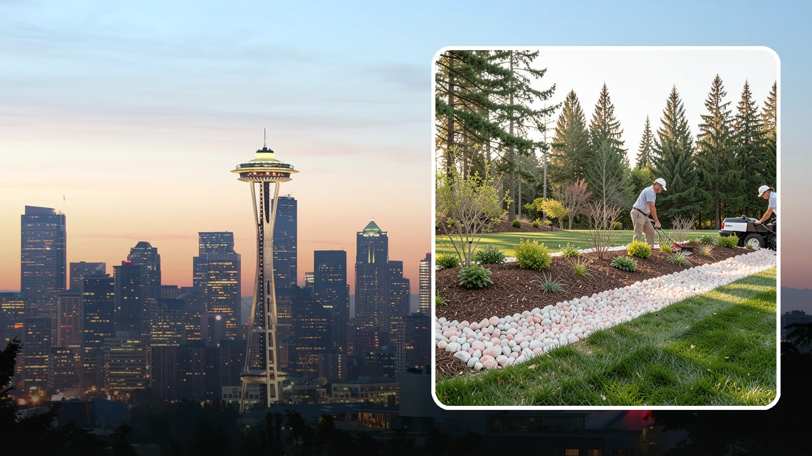 Quartz Rock Installation in Seattle, King County, WA - Bright, crystalline white-to-rose quartz that brings sparkle and upscale contrast to feature beds and borders.