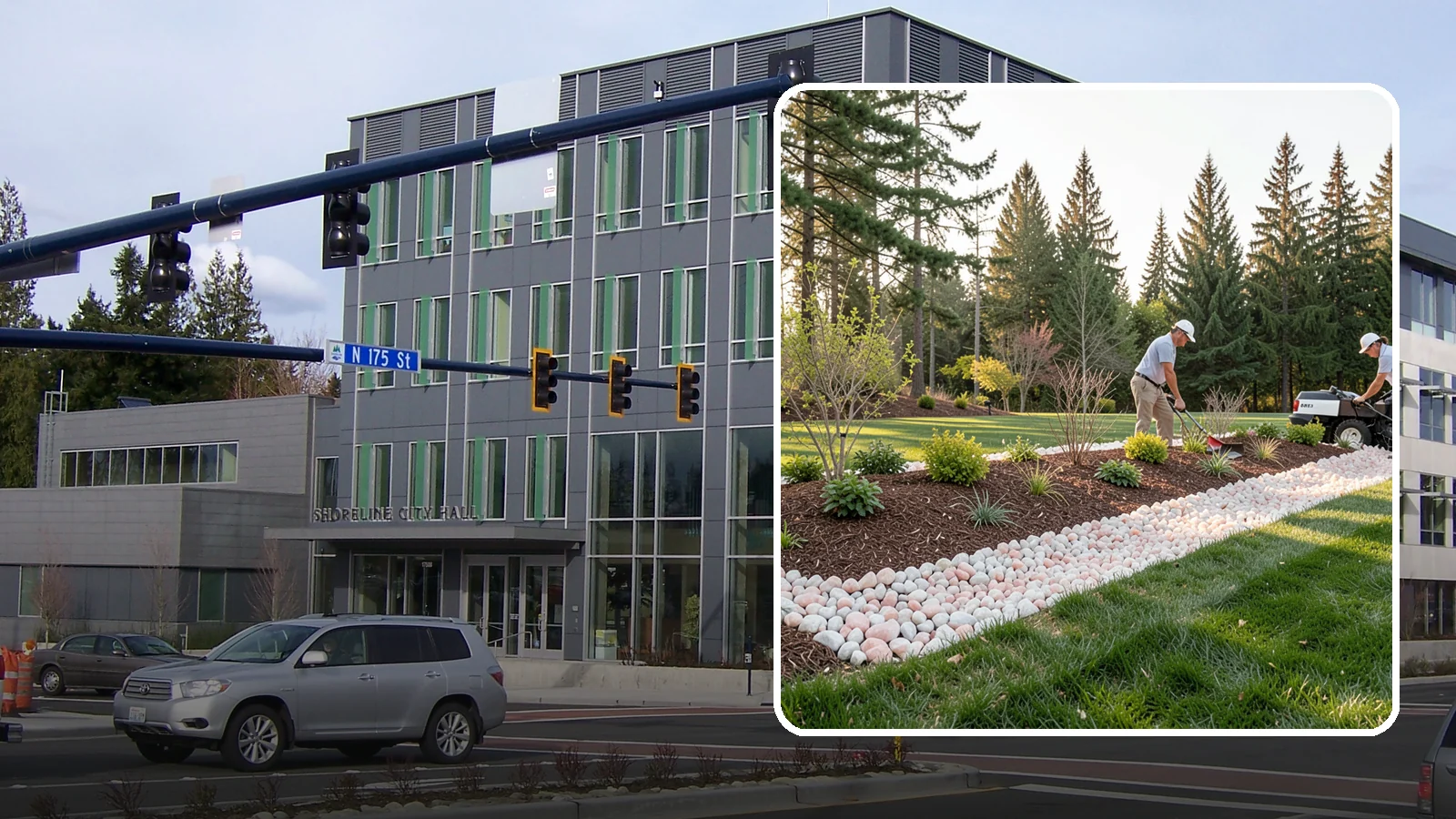 Quartz Rock Installation in Shoreline, King County, WA - Bright, crystalline white-to-rose quartz that brings sparkle and upscale contrast to feature beds and borders.