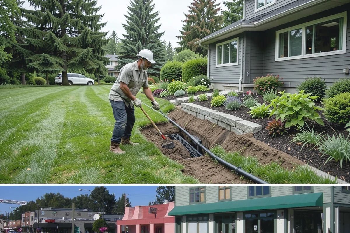 Quartz Rock Installation in Snoqualmie, King County, WA - Quartz can be installed year-round, but a dry day makes it easier to keep the bright stone free of mud during placement.