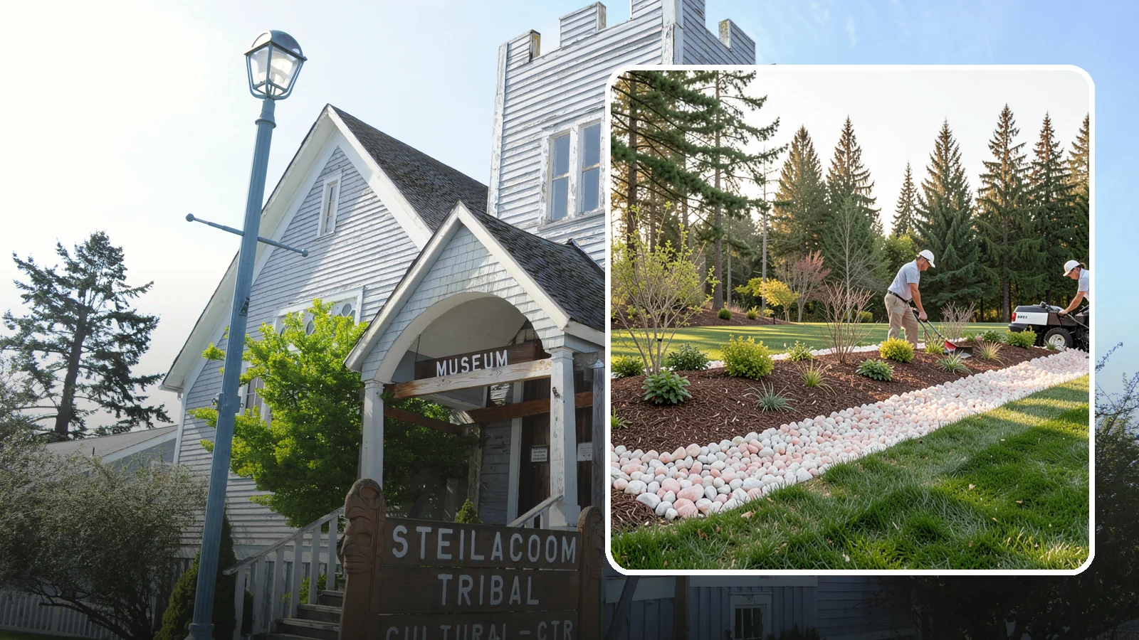 Quartz Rock Installation in Steilacoom, Pierce County, WA - Bright, crystalline white-to-rose quartz that brings sparkle and upscale contrast to feature beds and borders.