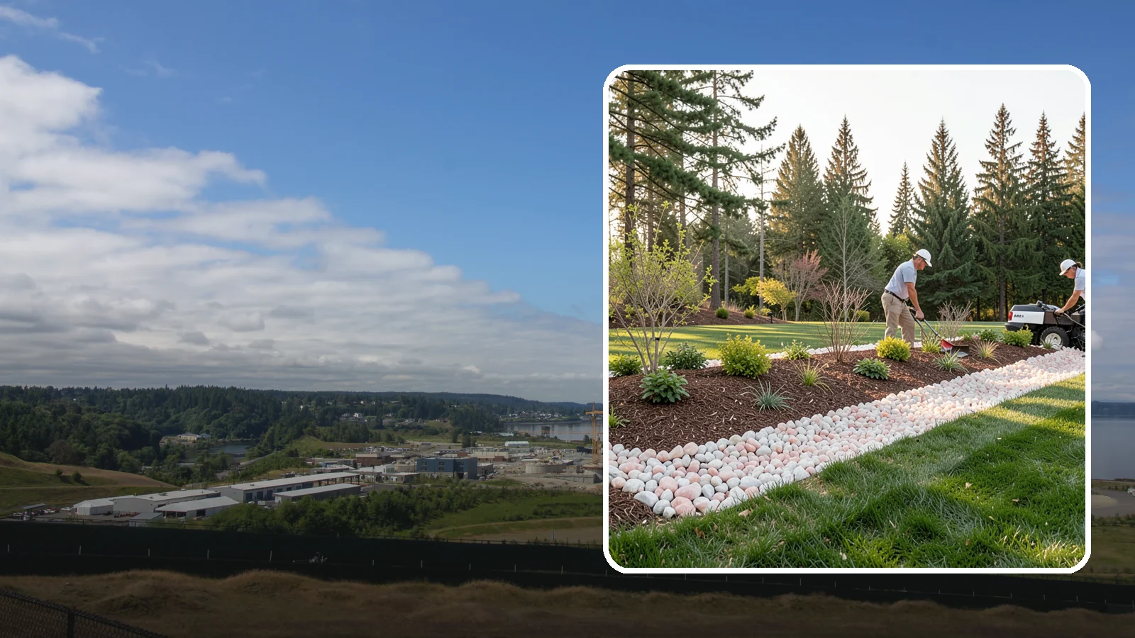 Quartz Rock Installation in University Place, Pierce County, WA - Bright, crystalline white-to-rose quartz that brings sparkle and upscale contrast to feature beds and borders.