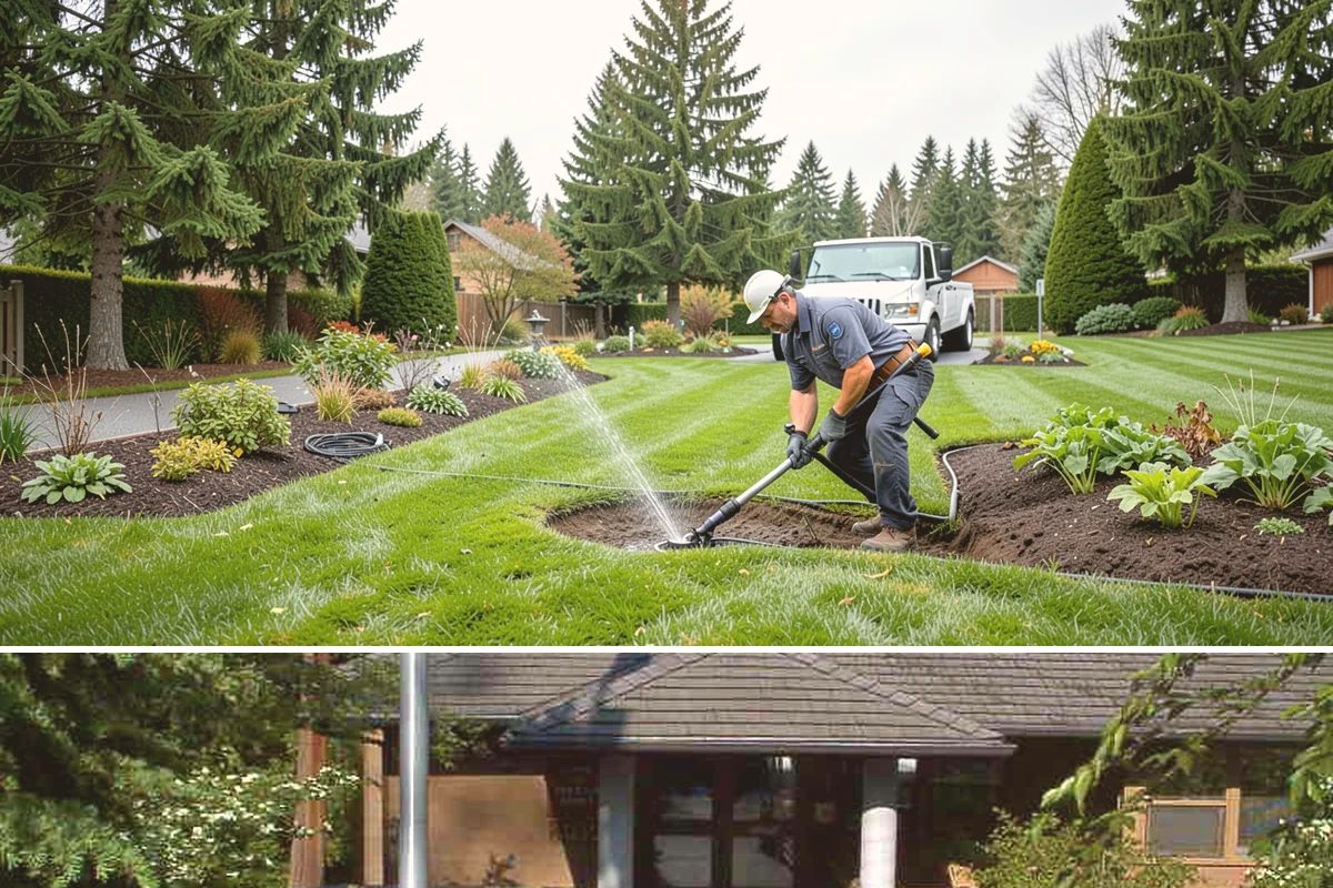 Quartz Rock Installation in Yarrow Point, King County, WA - Quartz can be installed year-round, but a dry day makes it easier to keep the bright stone free of mud during placement.