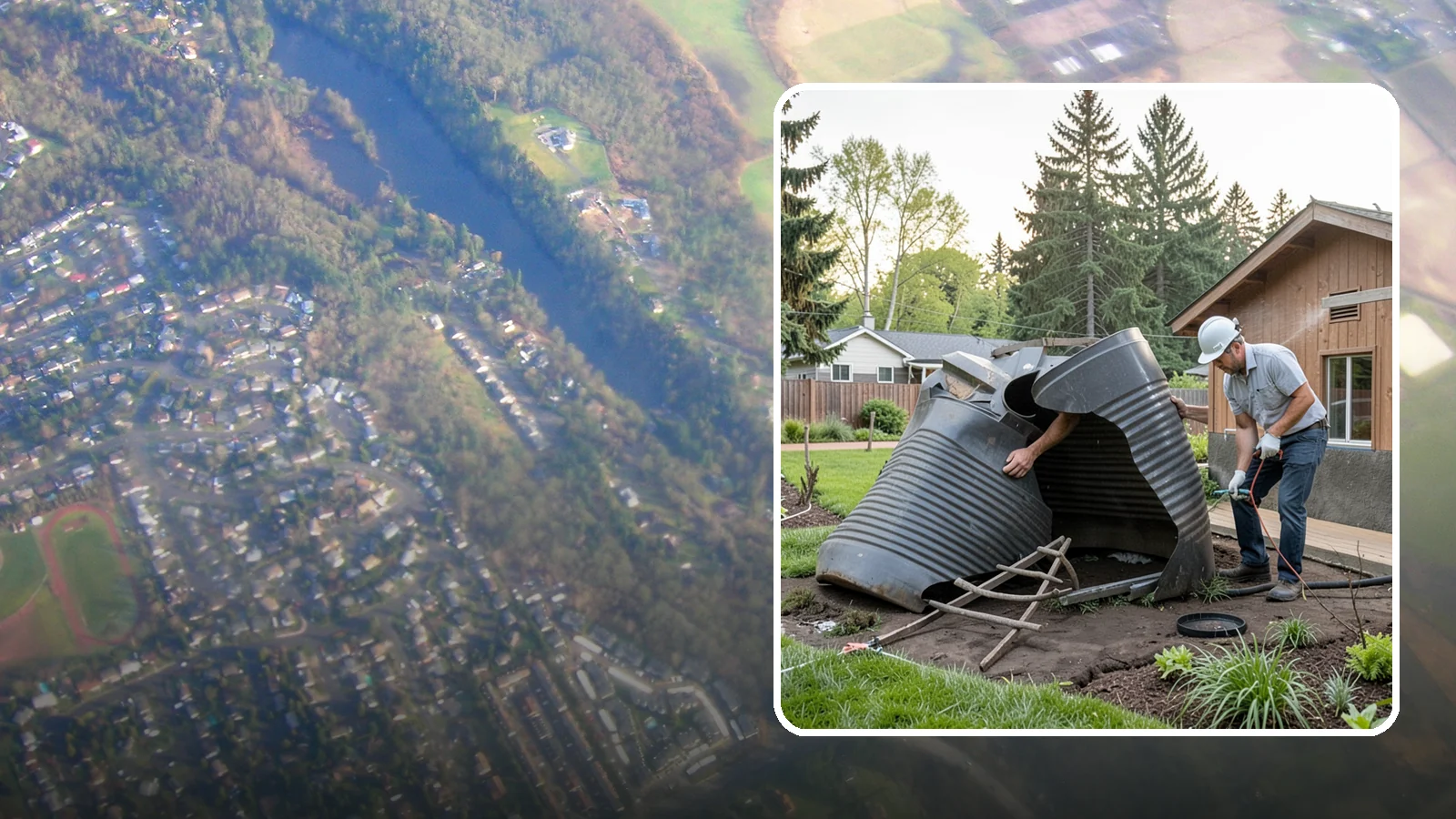 Rain Barrel Installation in Algona, King County, WA - Rain barrels and rainwater collection installed to capture roof runoff for reuse in the garden.