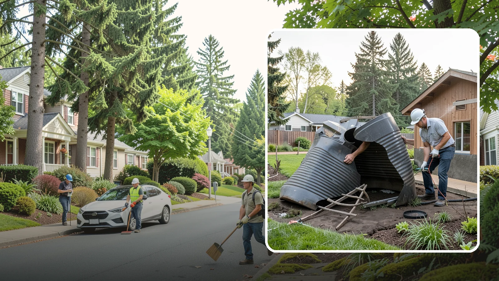 Rain Barrel Installation in Beaux Arts Village, King County, WA - Rain barrels and rainwater collection installed to capture roof runoff for reuse in the garden.