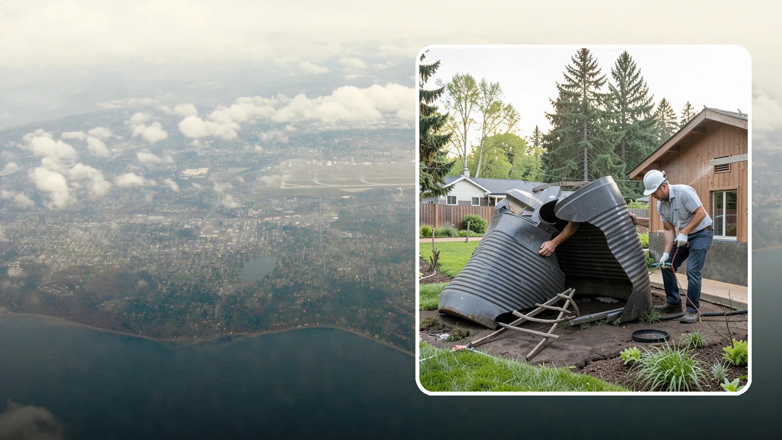 Rain Barrel Installation in Burien, King County, WA - Rain barrels and rainwater collection installed to capture roof runoff for reuse in the garden.
