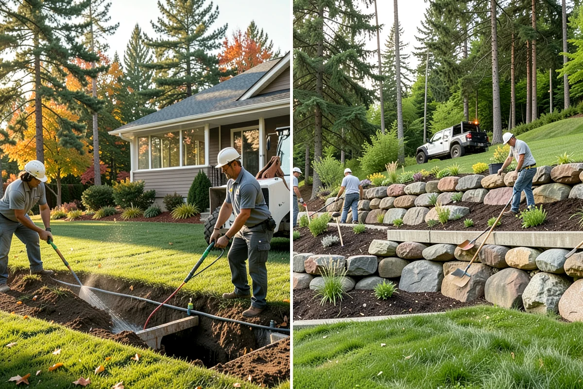 Rain Barrel Installation in Clyde Hill, King County, WA - Choose barrel locations at downspouts