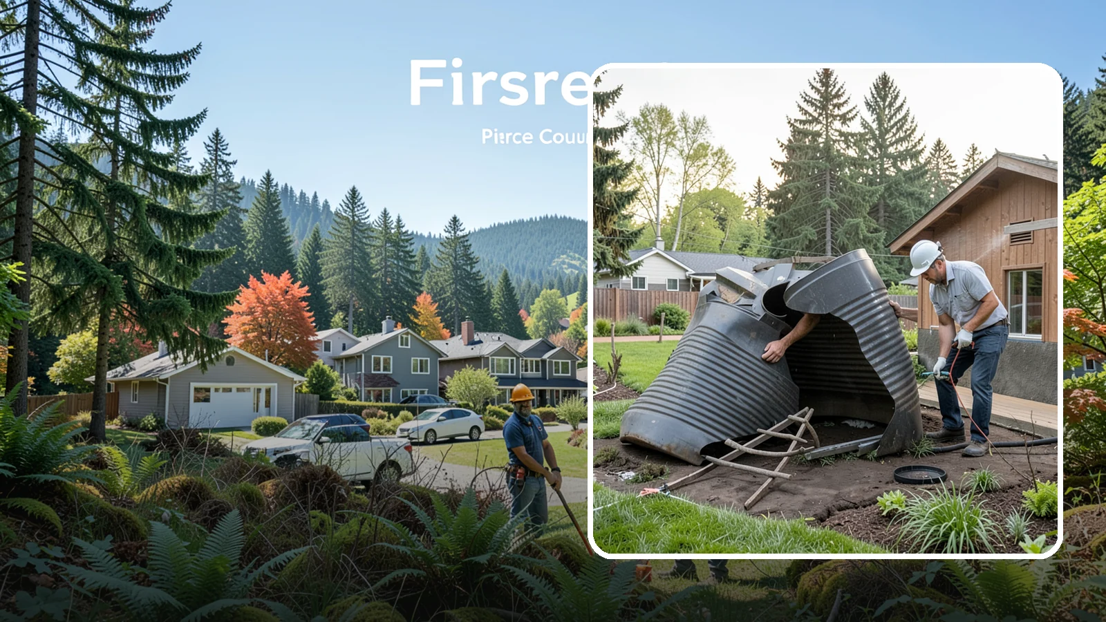 Rain Barrel Installation in Fircrest, Pierce County, WA - Rain barrels and rainwater collection installed to capture roof runoff for reuse in the garden.