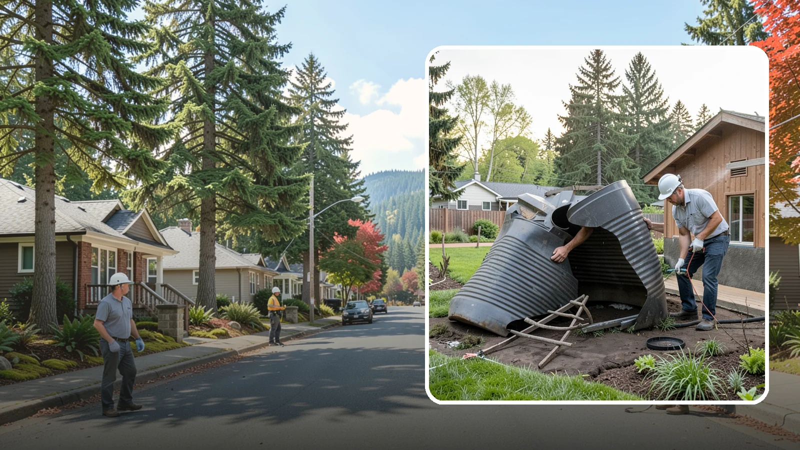 Rain Barrel Installation in Hunts Point, King County, WA - Rain barrels and rainwater collection installed to capture roof runoff for reuse in the garden.
