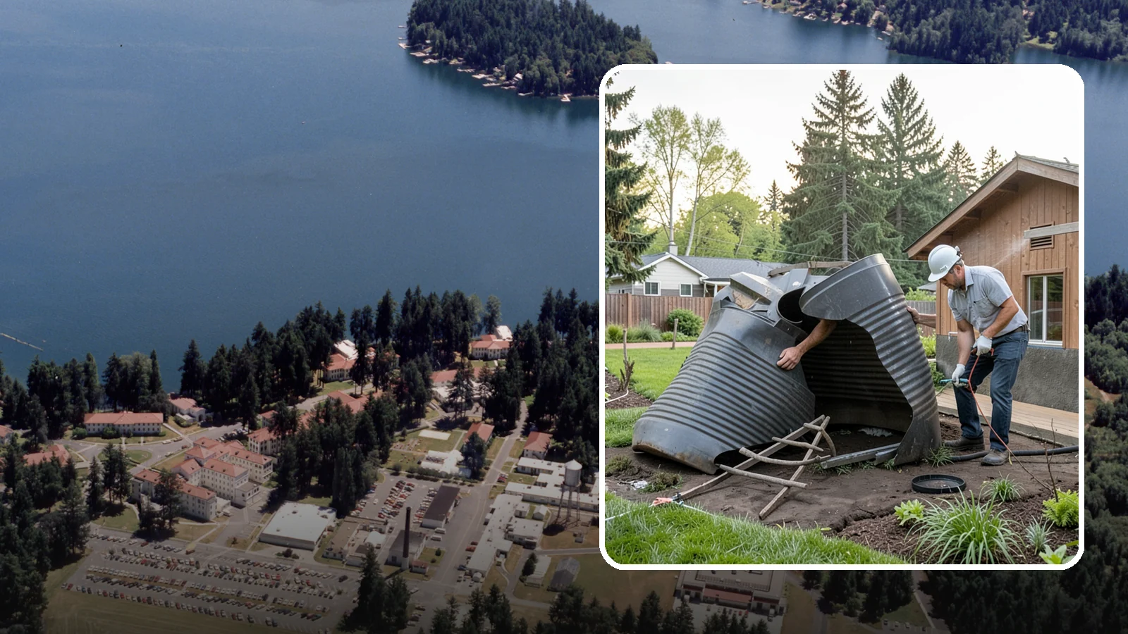 Rain Barrel Installation in Lakewood, Pierce County, WA - Rain barrels and rainwater collection installed to capture roof runoff for reuse in the garden.
