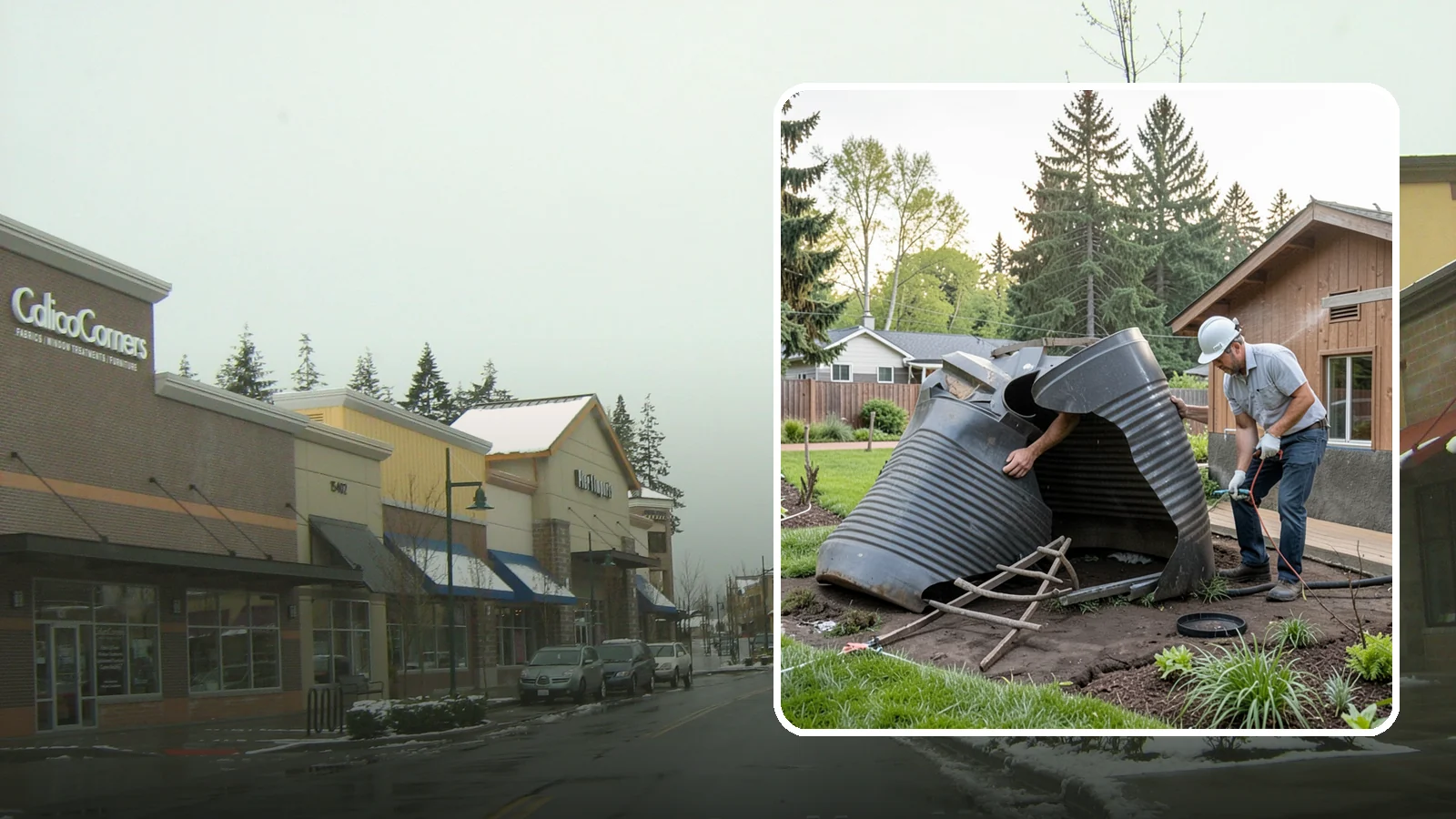 Rain Barrel Installation in Mill Creek, Snohomish County, WA - Rain barrels and rainwater collection installed to capture roof runoff for reuse in the garden.