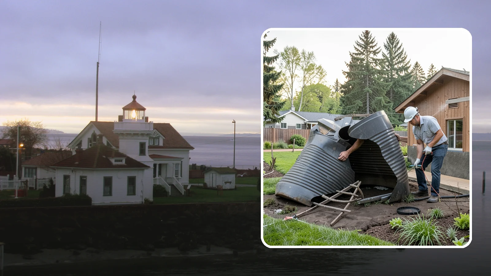 Rain Barrel Installation in Mukilteo, Snohomish County, WA - Rain barrels and rainwater collection installed to capture roof runoff for reuse in the garden.