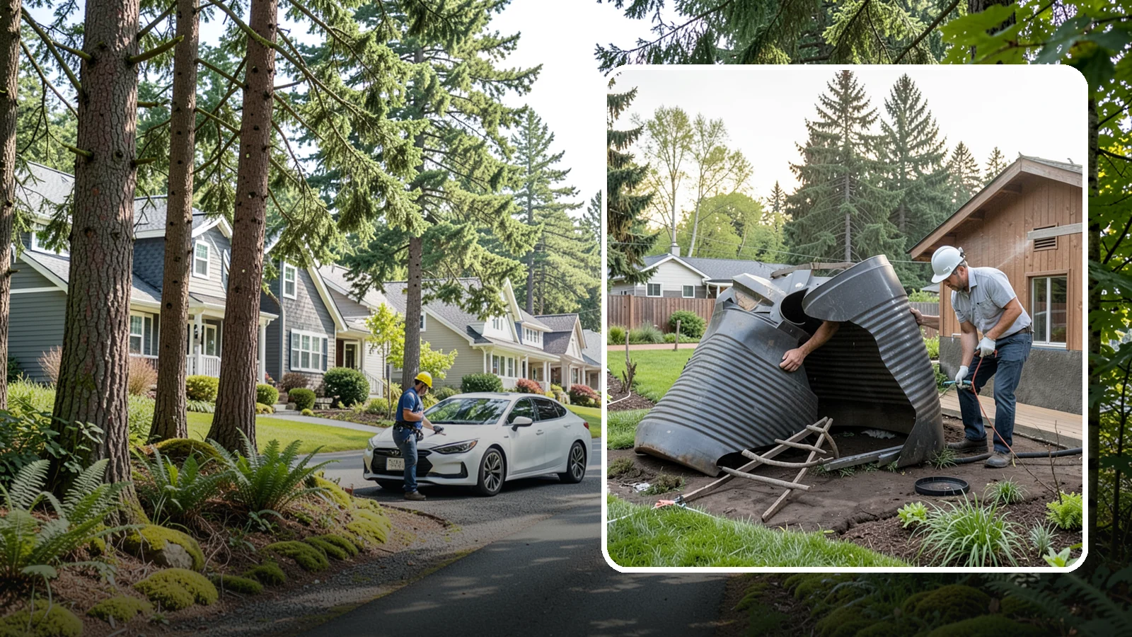 Rain Barrel Installation in Normandy Park, King County, WA - Rain barrels and rainwater collection installed to capture roof runoff for reuse in the garden.