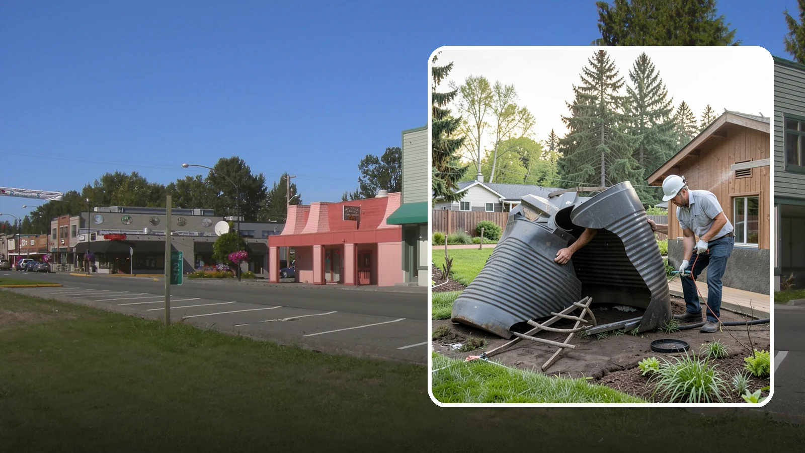 Rain Barrel Installation in Snoqualmie, King County, WA - Rain barrels and rainwater collection installed to capture roof runoff for reuse in the garden.