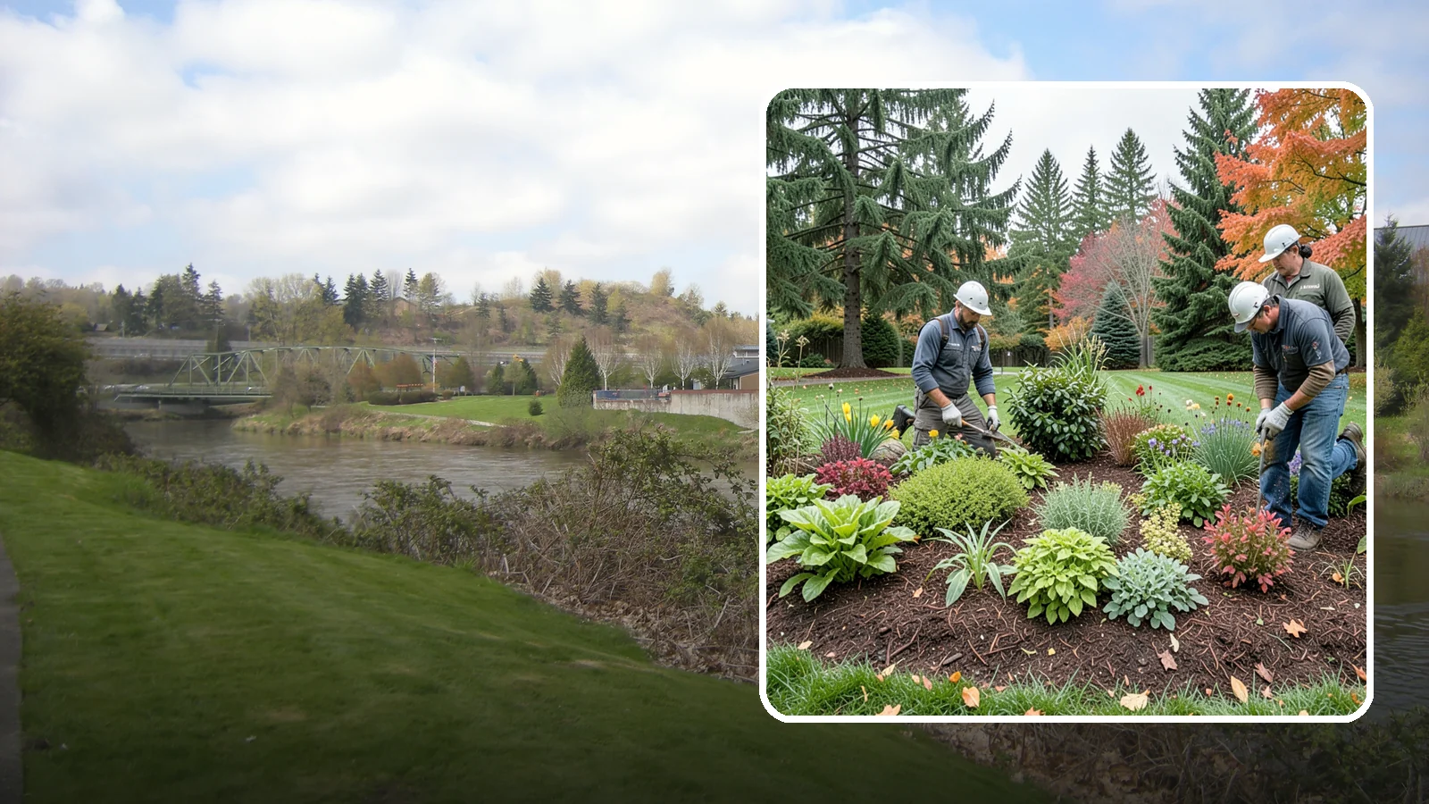 Rain Garden Installation in Tukwila, King County, WA - Beautiful rain gardens that capture and filter stormwater runoff while adding habitat and color.