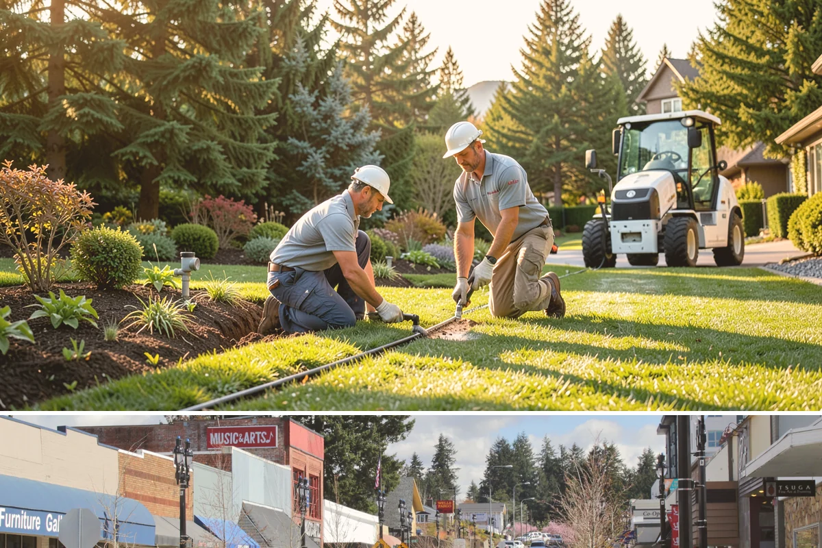 Retail Landscape Maintenance in Bothell, King County, WA - Maintained year-round, with heavier bed and turf work in the growing season and winter emphasis on leaf removal, moss, and safe...