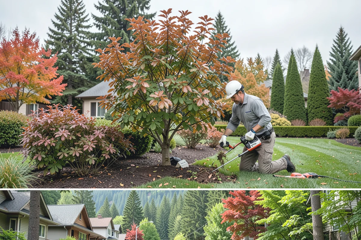 Retail Landscape Maintenance in Darrington, Snohomish County, WA - Maintained year-round, with heavier bed and turf work in the growing season and winter emphasis on leaf removal, moss, and safe...