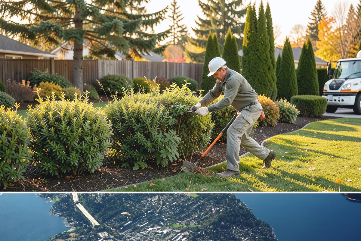 Retail Landscape Maintenance in Mercer Island, King County, WA - Maintained year-round, with heavier bed and turf work in the growing season and winter emphasis on leaf removal, moss, and safe...