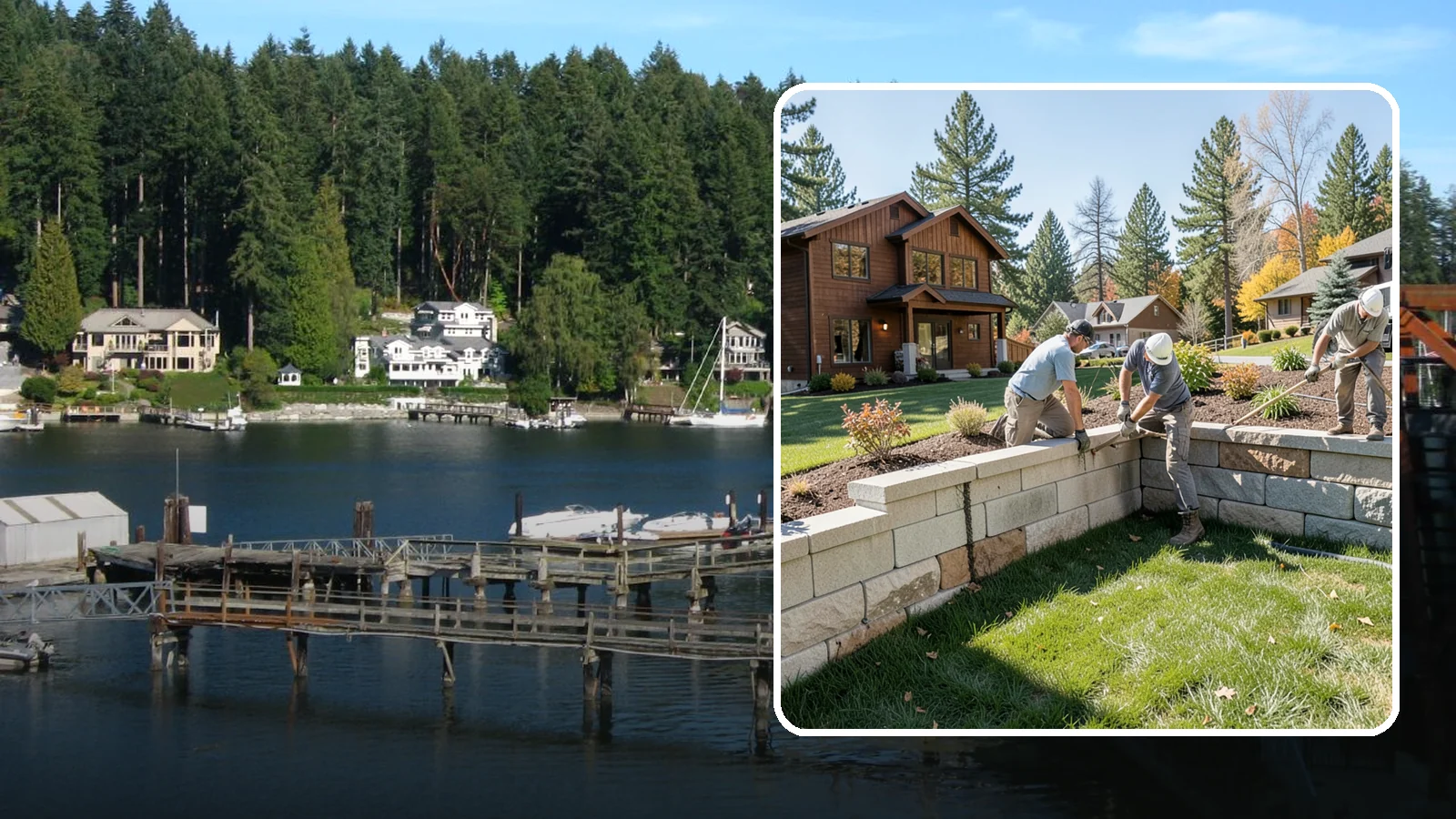 Retaining Wall Repair in Gig Harbor, Pierce County, WA - Repair of failing, bulging, or leaning retaining walls to restore structural integrity and safety.