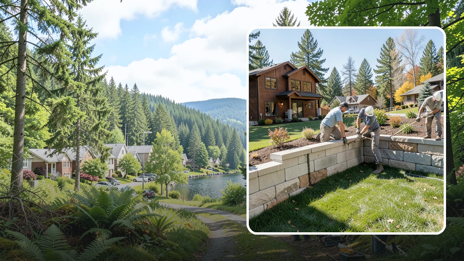 Retaining Wall Repair in Lake Forest Park, King County, WA - Repair of failing, bulging, or leaning retaining walls to restore structural integrity and safety.