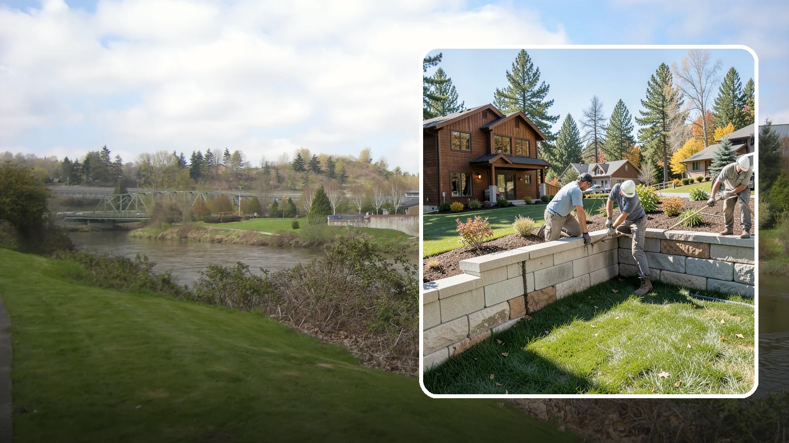 Retaining Wall Repair in Tukwila, King County, WA - Repair of failing, bulging, or leaning retaining walls to restore structural integrity and safety.