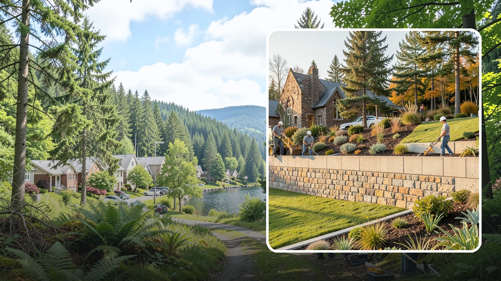 Retaining Walls in Lake Forest Park, King County, WA - Design and construction of durable retaining walls for structural support, terracing, and usable space.