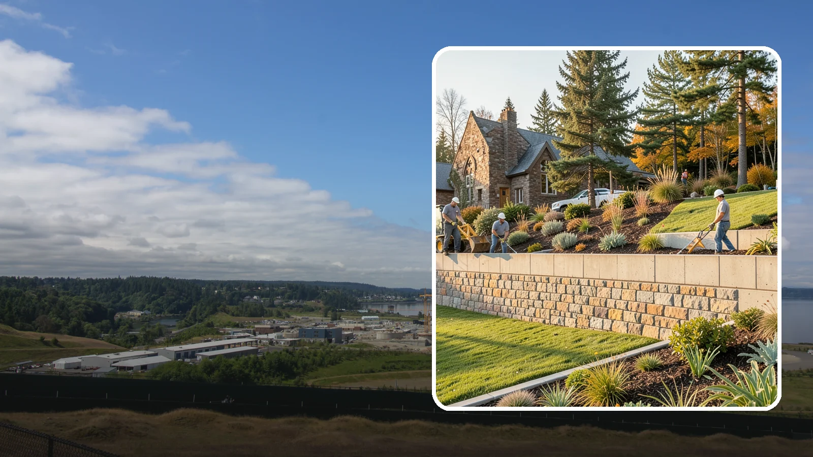 Retaining Walls in University Place, Pierce County, WA - Design and construction of durable retaining walls for structural support, terracing, and usable space.