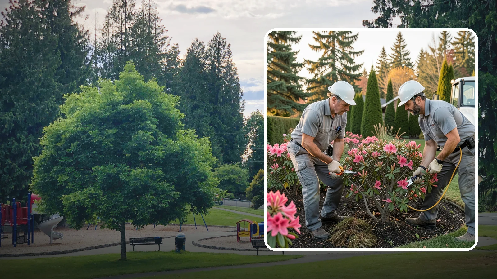 Rhododendron Pruning in Bonney Lake, Pierce County, WA - Careful shaping and deadheading of rhododendrons to protect next year's blooms while controlling size in Puget Sound gardens.