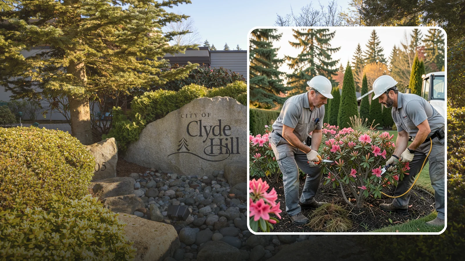 Rhododendron Pruning in Clyde Hill, King County, WA - Careful shaping and deadheading of rhododendrons to protect next year's blooms while controlling size in Puget Sound gardens.