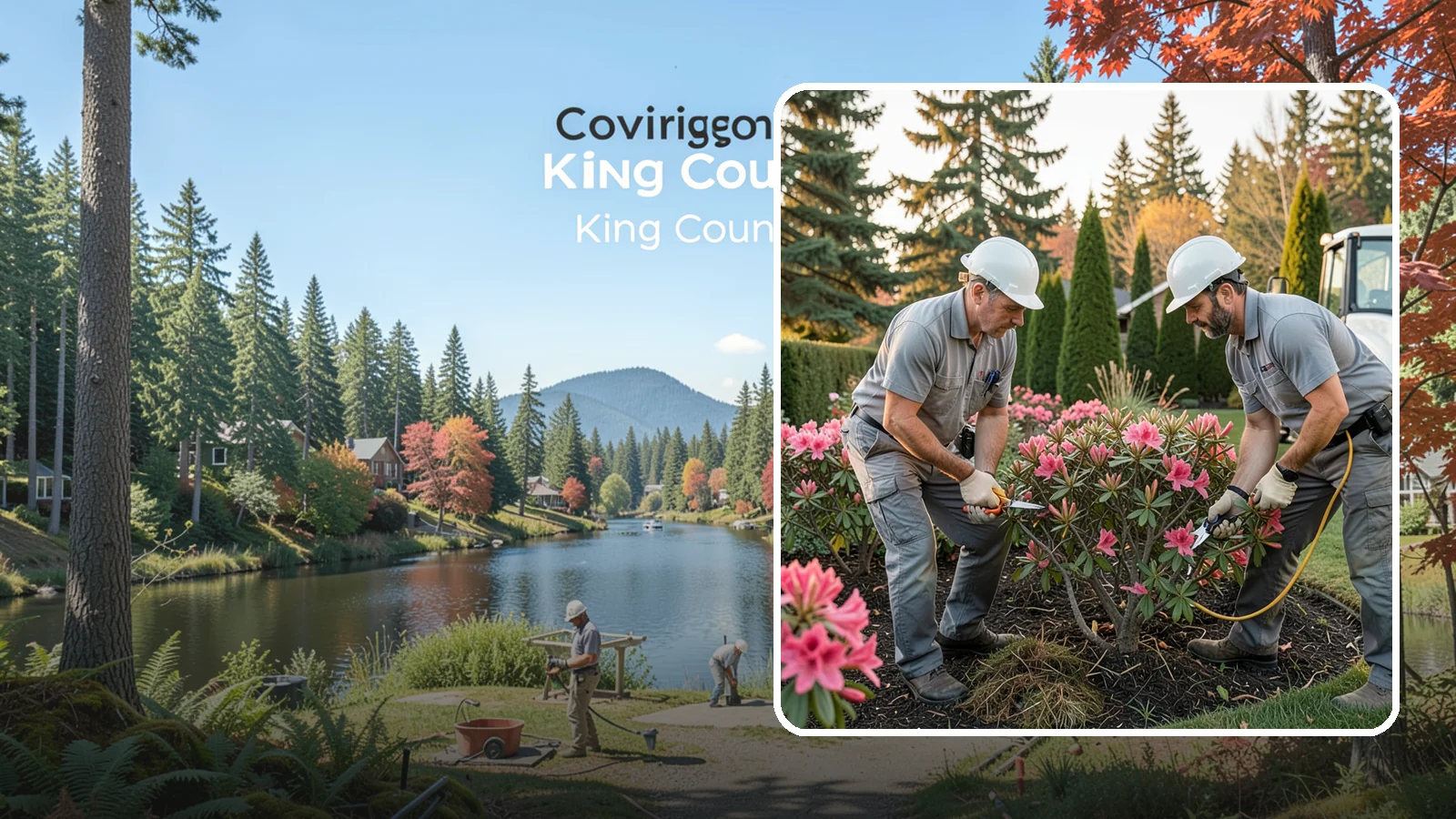 Rhododendron Pruning in Covington, King County, WA - Careful shaping and deadheading of rhododendrons to protect next year's blooms while controlling size in Puget Sound gardens.