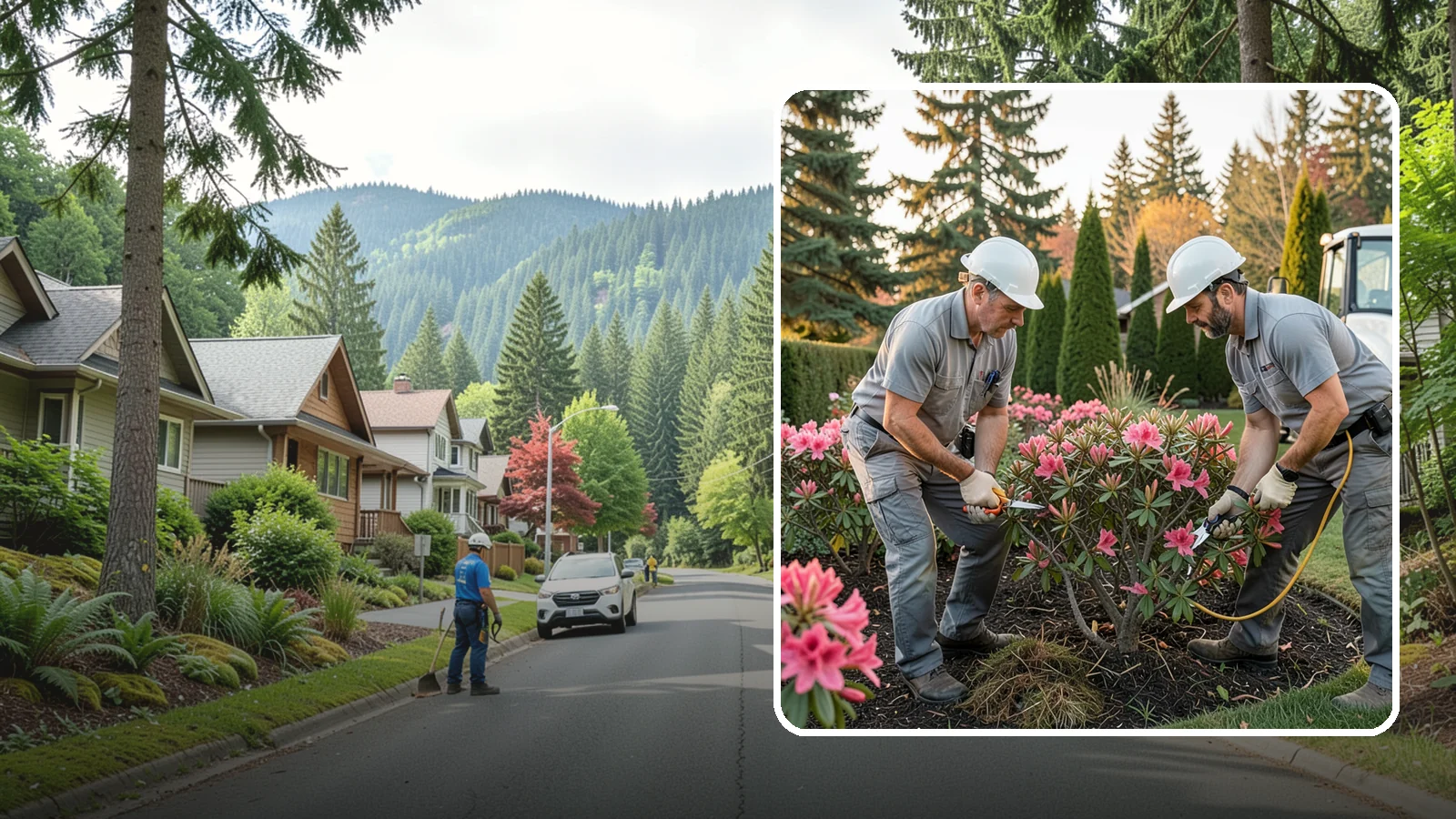 Rhododendron Pruning in Darrington, Snohomish County, WA - Careful shaping and deadheading of rhododendrons to protect next year's blooms while controlling size in Puget Sound gardens.