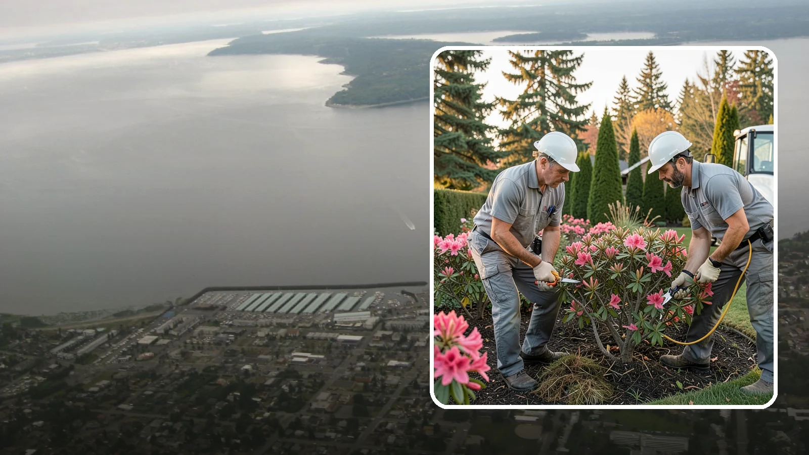 Rhododendron Pruning in Des Moines, King County, WA - Careful shaping and deadheading of rhododendrons to protect next year's blooms while controlling size in Puget Sound gardens.