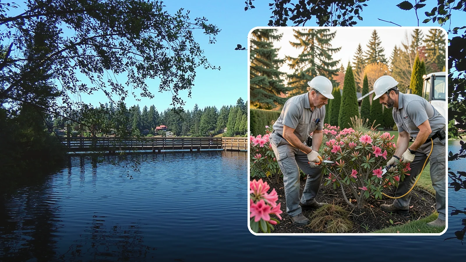 Rhododendron Pruning in Federal Way, King County, WA - Careful shaping and deadheading of rhododendrons to protect next year's blooms while controlling size in Puget Sound gardens.