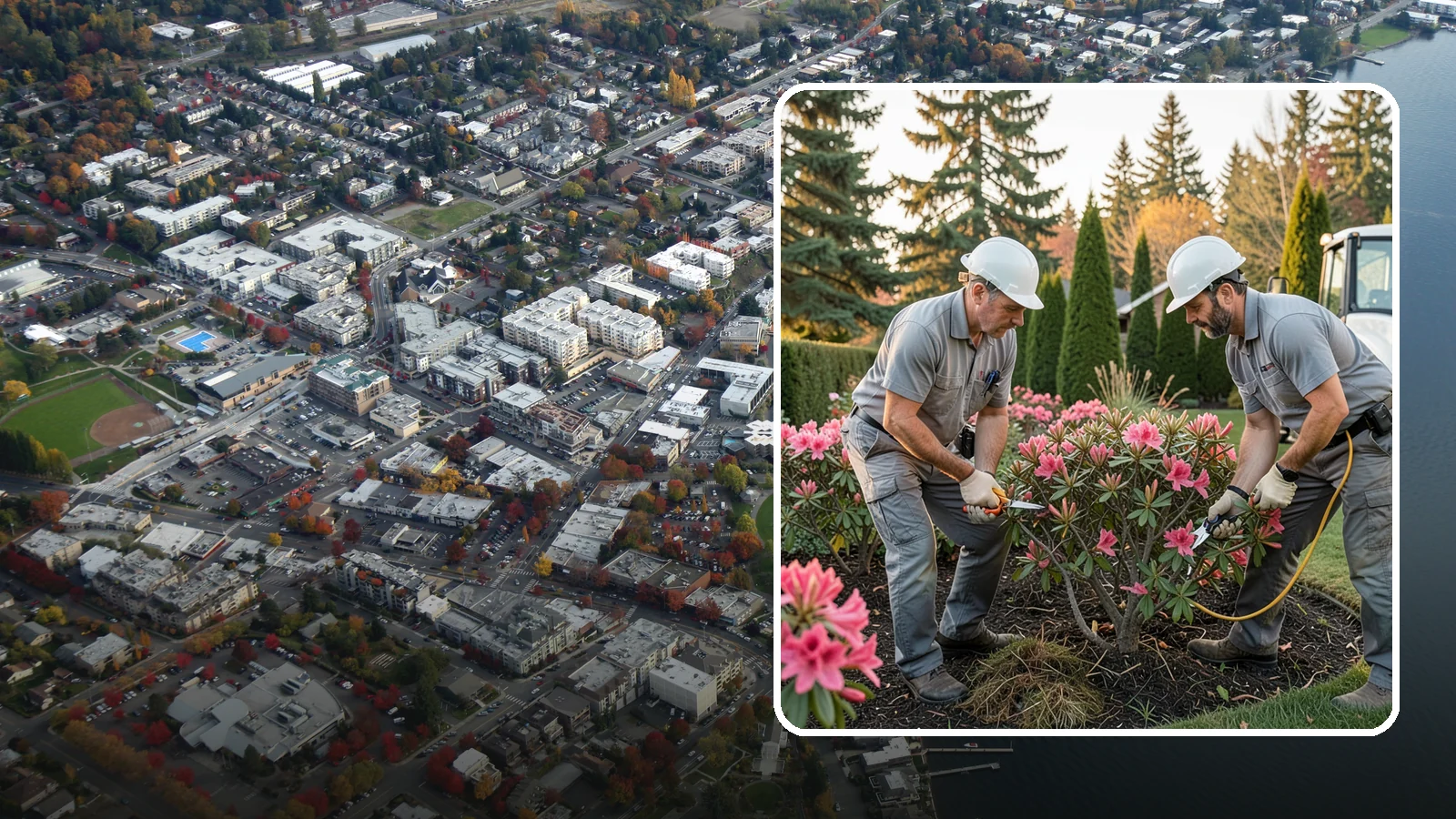 Rhododendron Pruning in Kirkland, King County, WA - Careful shaping and deadheading of rhododendrons to protect next year's blooms while controlling size in Puget Sound gardens.