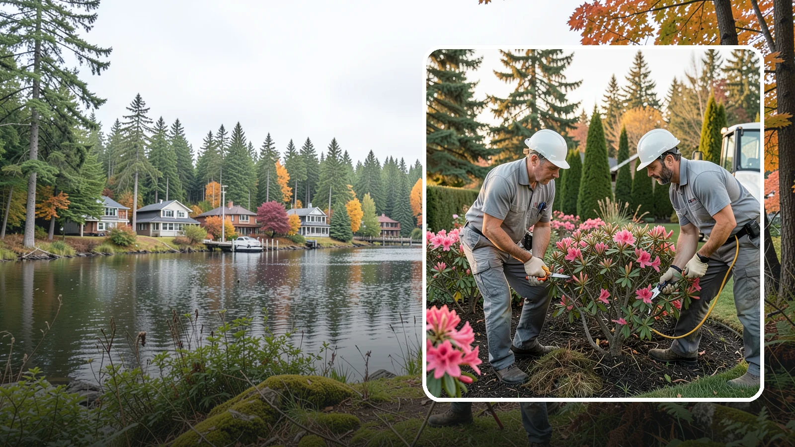 Rhododendron Pruning in La Conner, Skagit County, WA - Careful shaping and deadheading of rhododendrons to protect next year's blooms while controlling size in Puget Sound gardens.