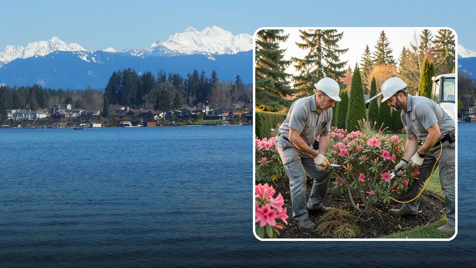 Rhododendron Pruning in Lake Stevens, Snohomish County, WA - Careful shaping and deadheading of rhododendrons to protect next year's blooms while controlling size in Puget Sound gardens.