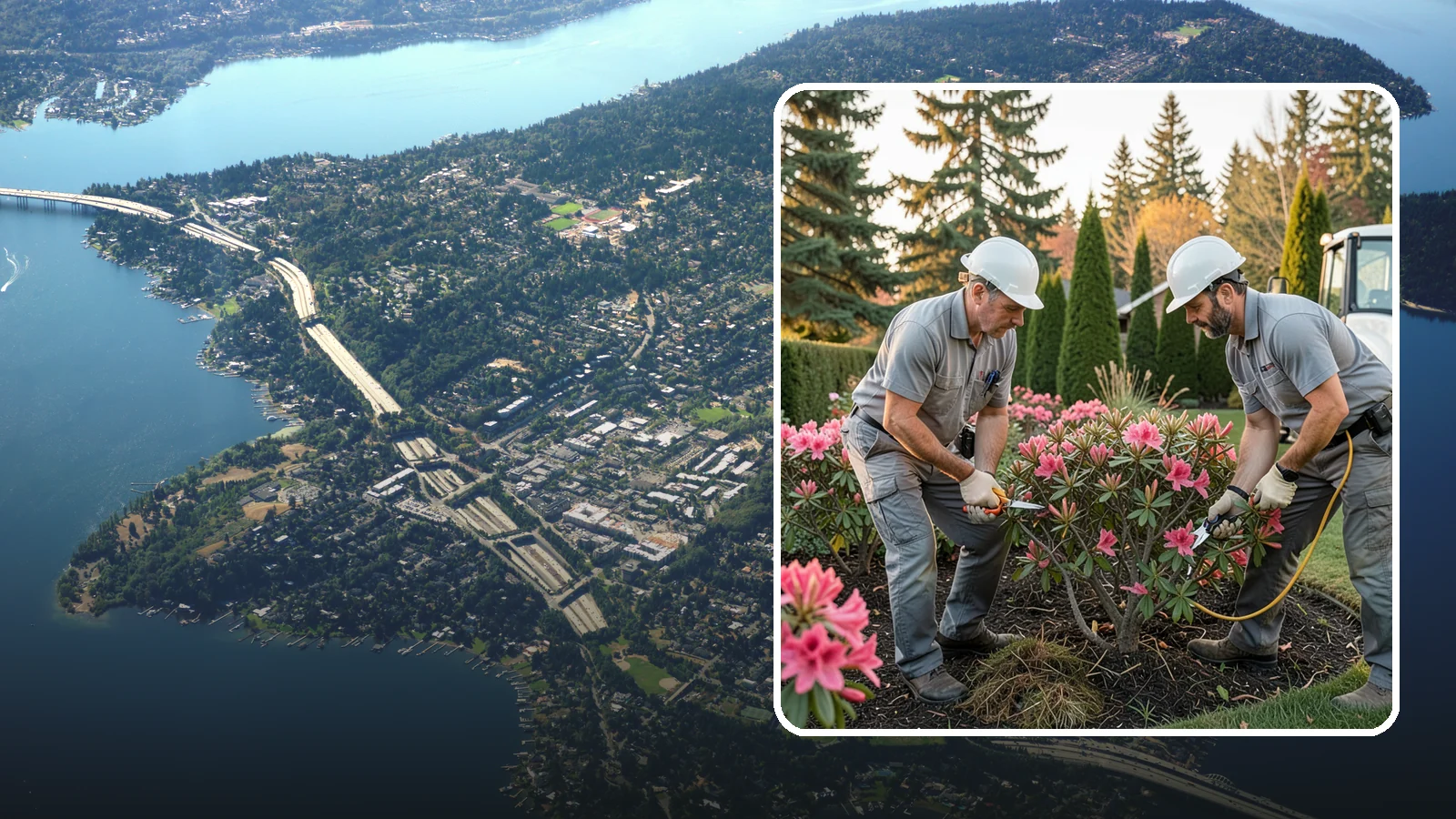 Rhododendron Pruning in Mercer Island, King County, WA - Careful shaping and deadheading of rhododendrons to protect next year's blooms while controlling size in Puget Sound gardens.