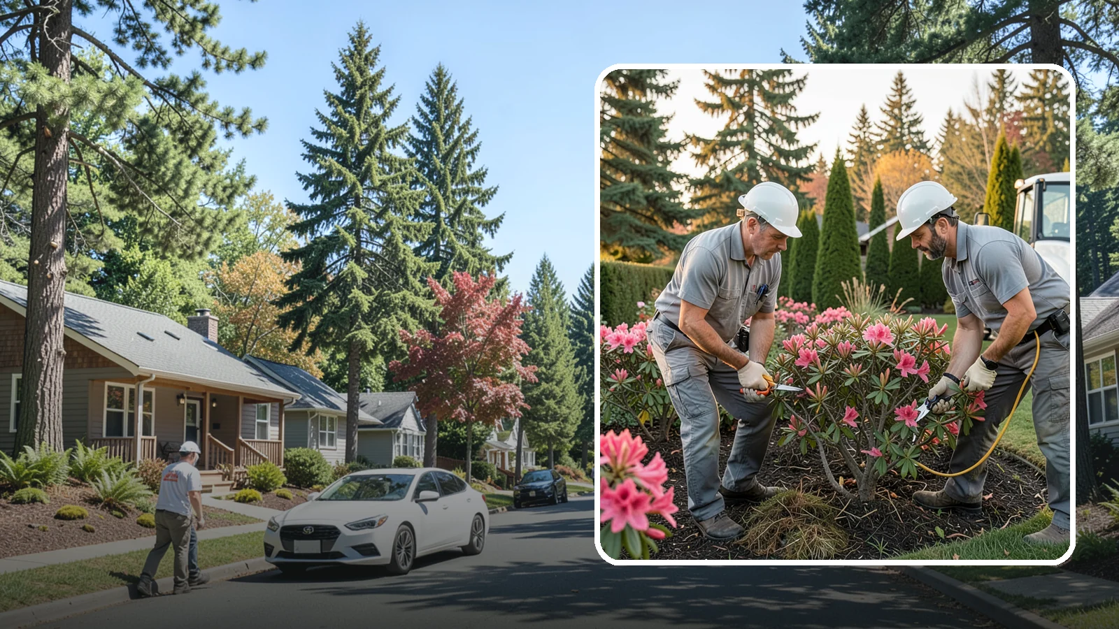 Rhododendron Pruning in Orting, Pierce County, WA - Careful shaping and deadheading of rhododendrons to protect next year's blooms while controlling size in Puget Sound gardens.