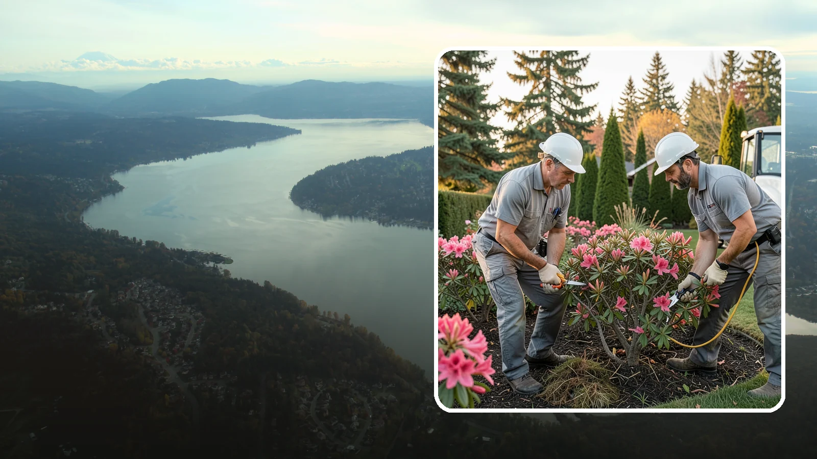Rhododendron Pruning in Sammamish, King County, WA - Careful shaping and deadheading of rhododendrons to protect next year's blooms while controlling size in Puget Sound gardens.