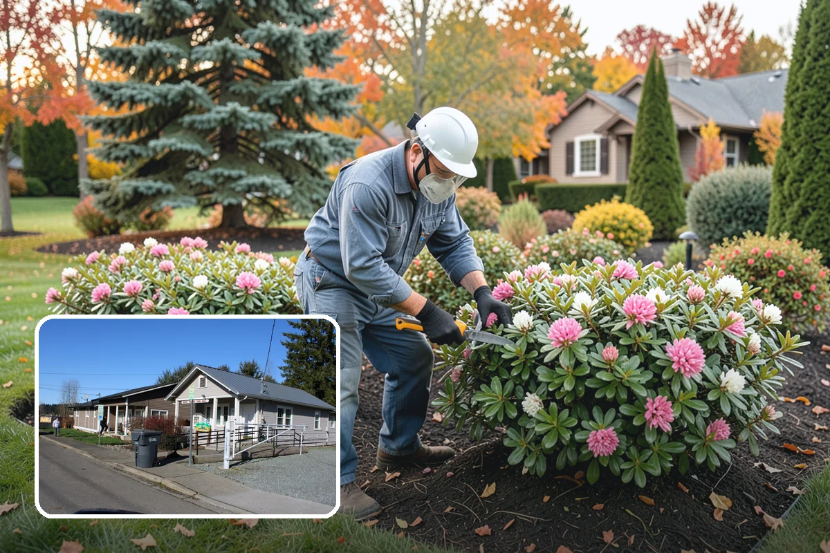 Rhododendron Pruning in South Prairie, Pierce County, WA - Protects the following year's flower display by pruning at the correct time
