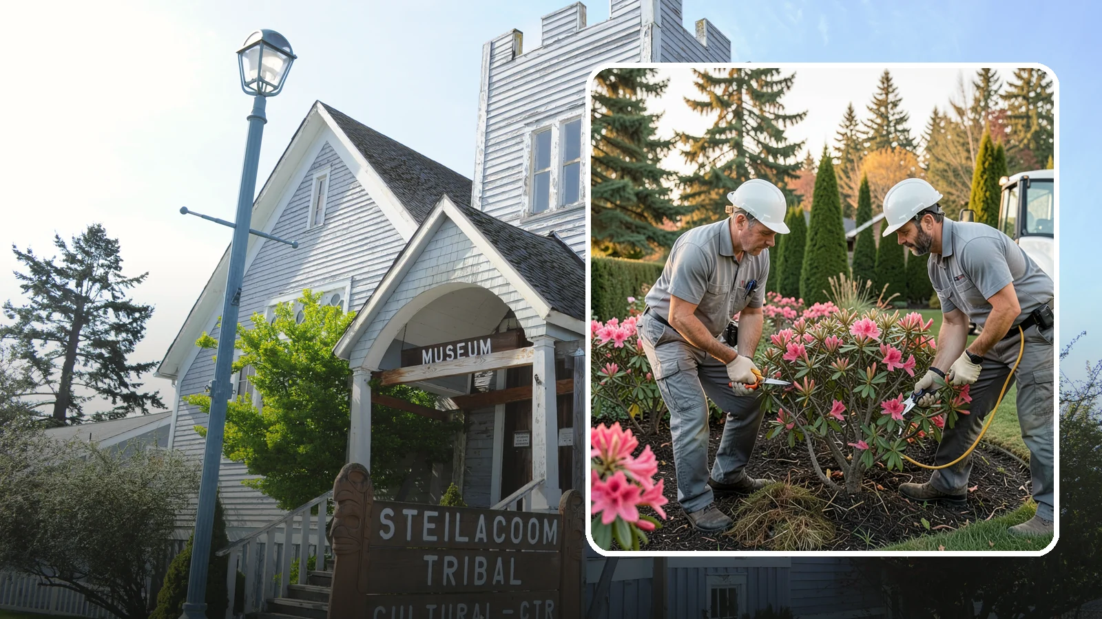 Rhododendron Pruning in Steilacoom, Pierce County, WA - Careful shaping and deadheading of rhododendrons to protect next year's blooms while controlling size in Puget Sound gardens.