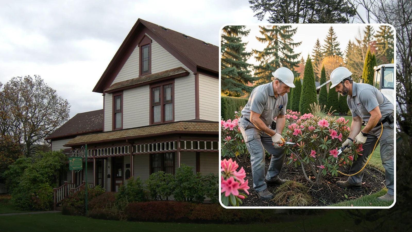 Rhododendron Pruning in Sumner, Pierce County, WA - Careful shaping and deadheading of rhododendrons to protect next year's blooms while controlling size in Puget Sound gardens.