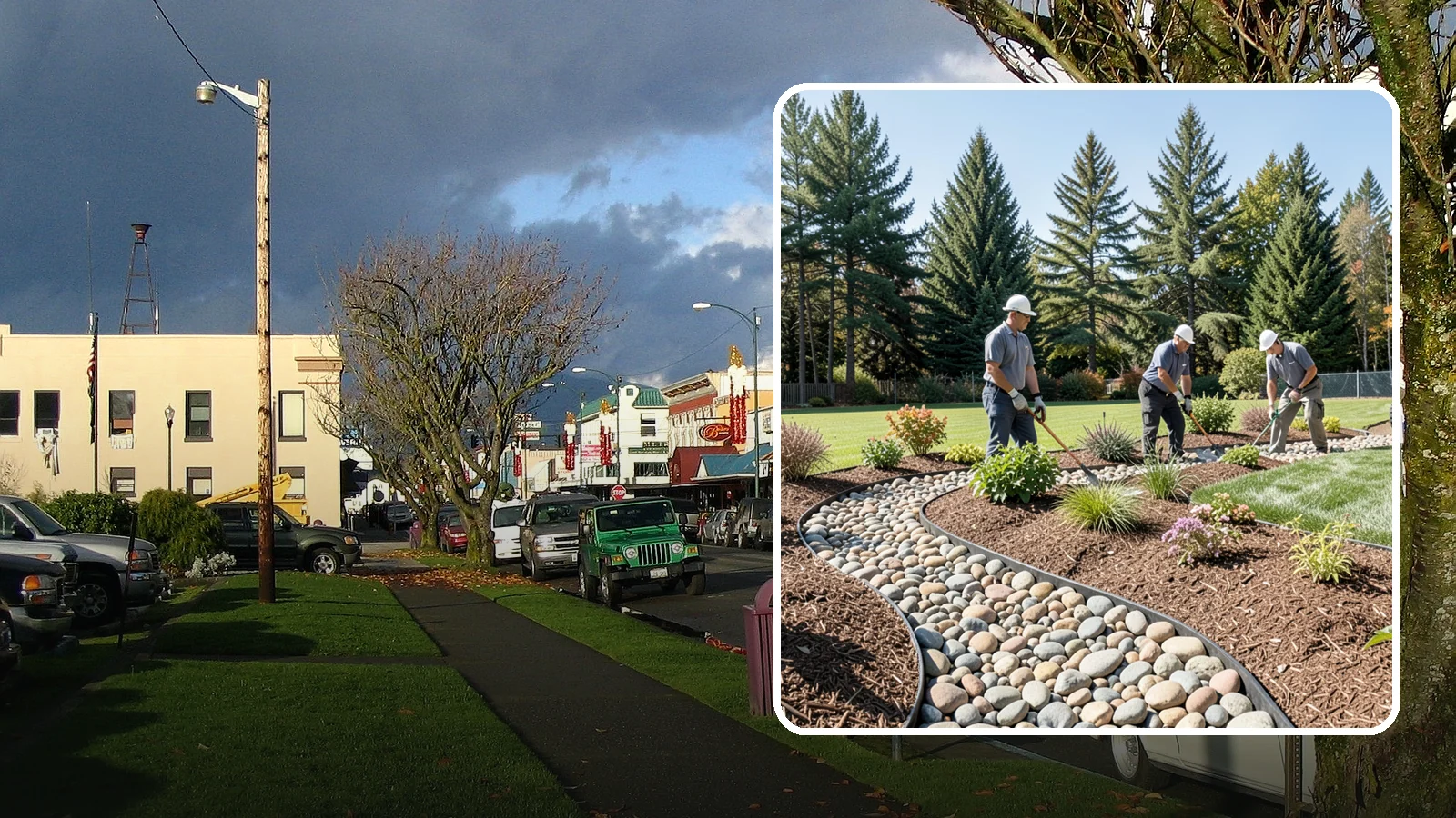 River Rock Installation in Arlington, Snohomish County, WA - Smooth river rock installed for decorative beds, dry creek beds, and natural-looking drainage accents.