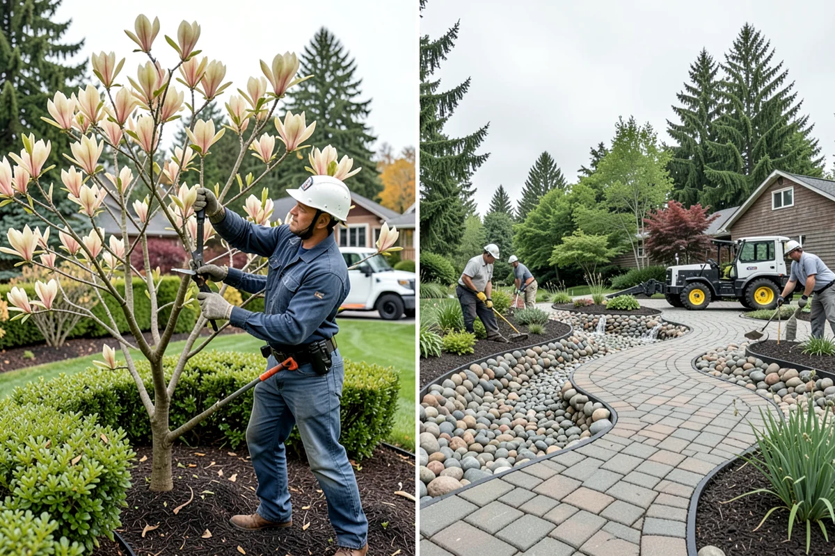 River Rock Installation in Arlington, Snohomish County, WA - Lay out the bed or creek-bed path