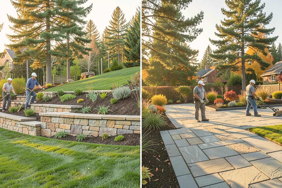 River Rock Installation in Bellevue, King County, WA - Lay out the bed or creek-bed path