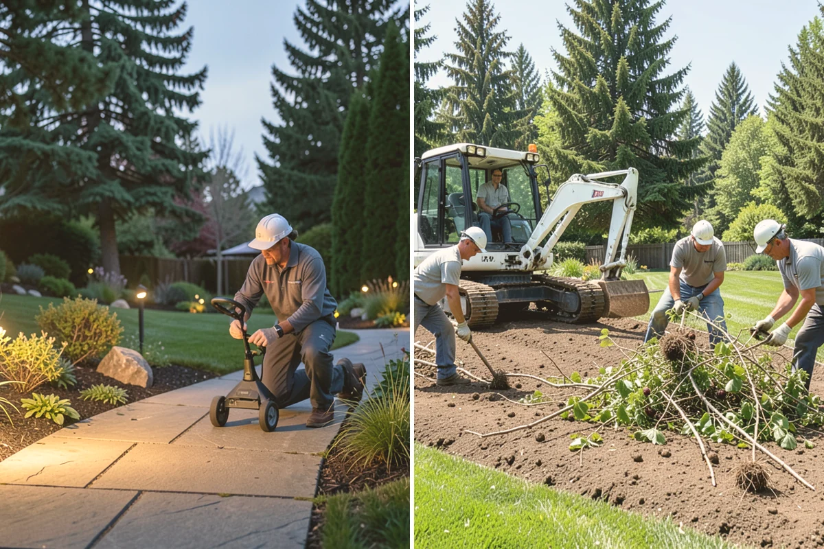 River Rock Installation in Bothell, King County, WA - Lay out the bed or creek-bed path